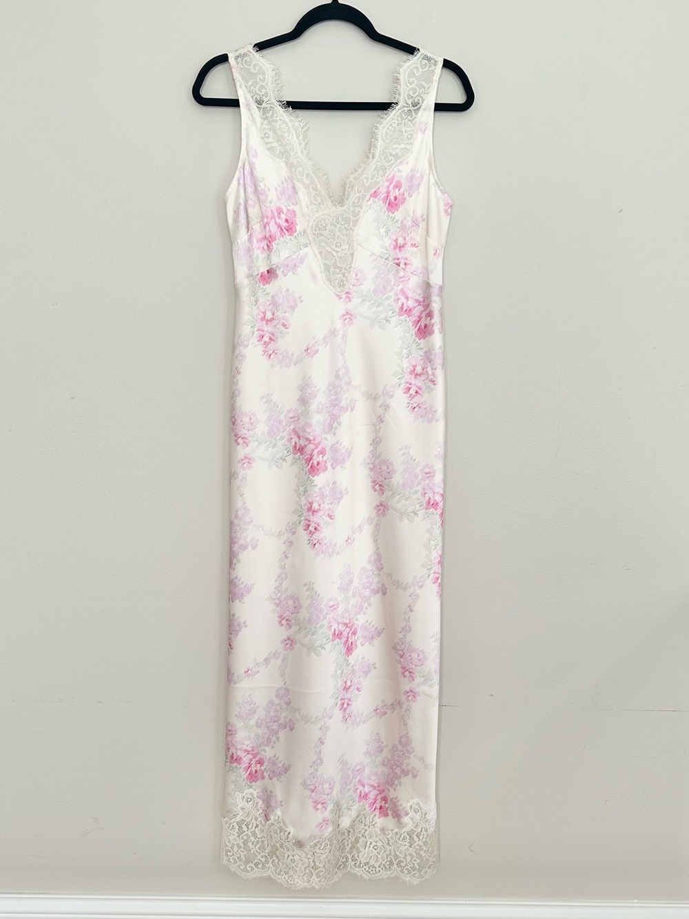 LOVESHACKFANCY Serene Slip Dress Vanilla Sorbet Medium Floral Lace Trim Romantic - Picture 2 of 8